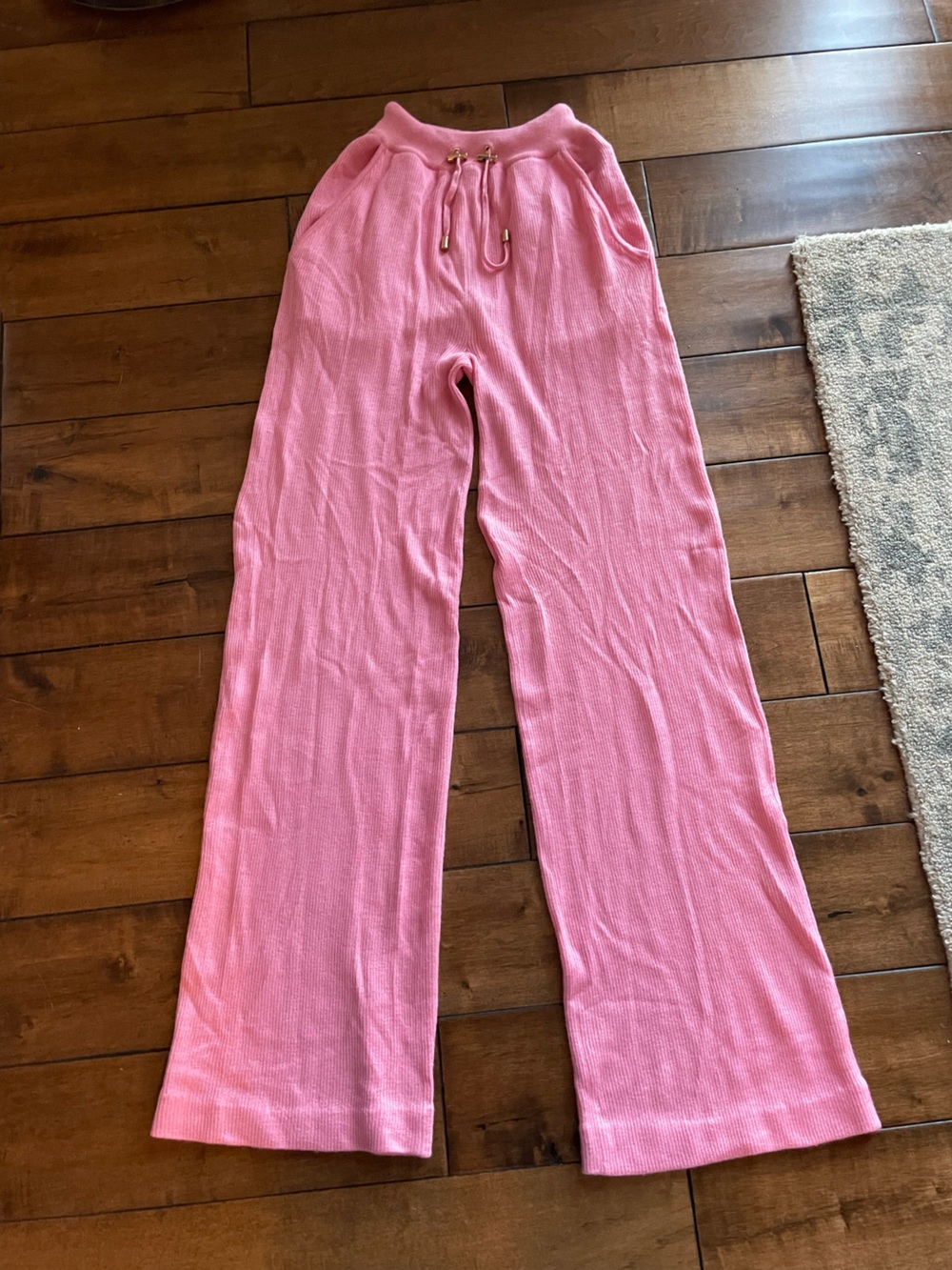 Balmain Pink Ribbed Wide-Leg Lounge Pants